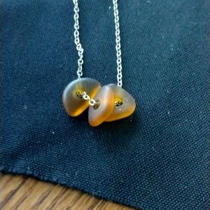 Genuine sea glass on sterling silver 16" chain